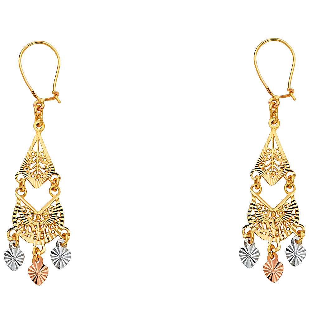 14K 3TON DC CHANDELI HANG EARRINGS