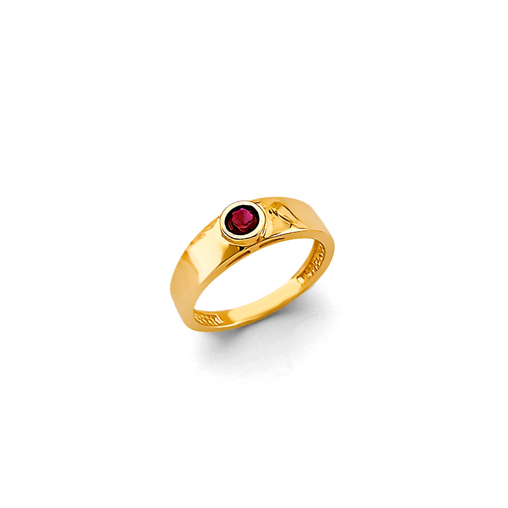 Yellow 14 Karat Fashion Round red cz  Ring Style: Fashion
Finish: polished
Gender: Baby