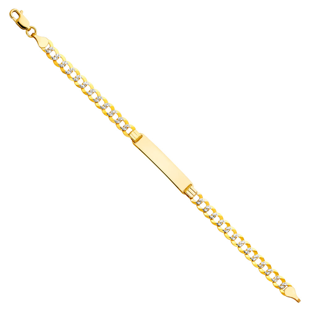 Yellow 14 Karat Id Bracelet W/Heart Baby Style: Figaro Pave
Length: 6"
Gender: baby