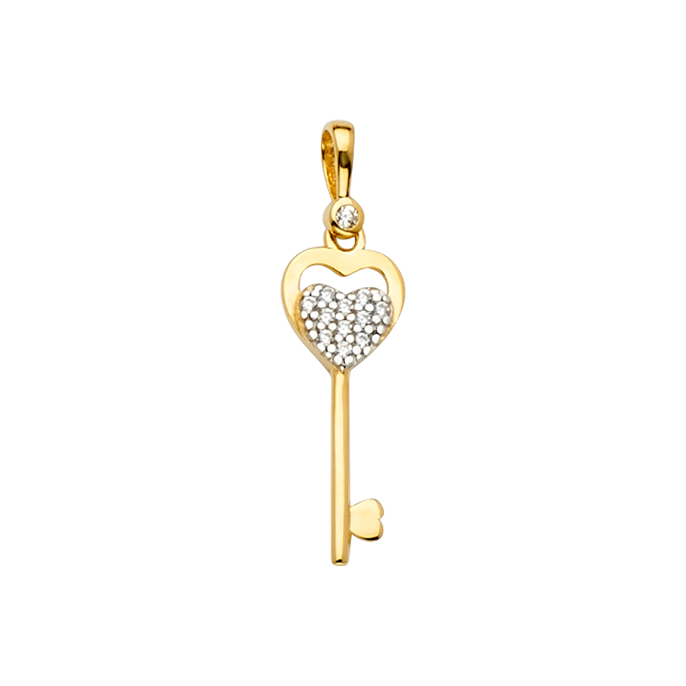 Yellow 14 Karat Key Pendant 27x7
