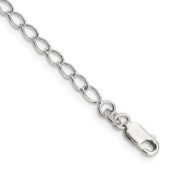 Sterling Silver Half Round Wire Open Curb 3mm Bracelet Length: 8"