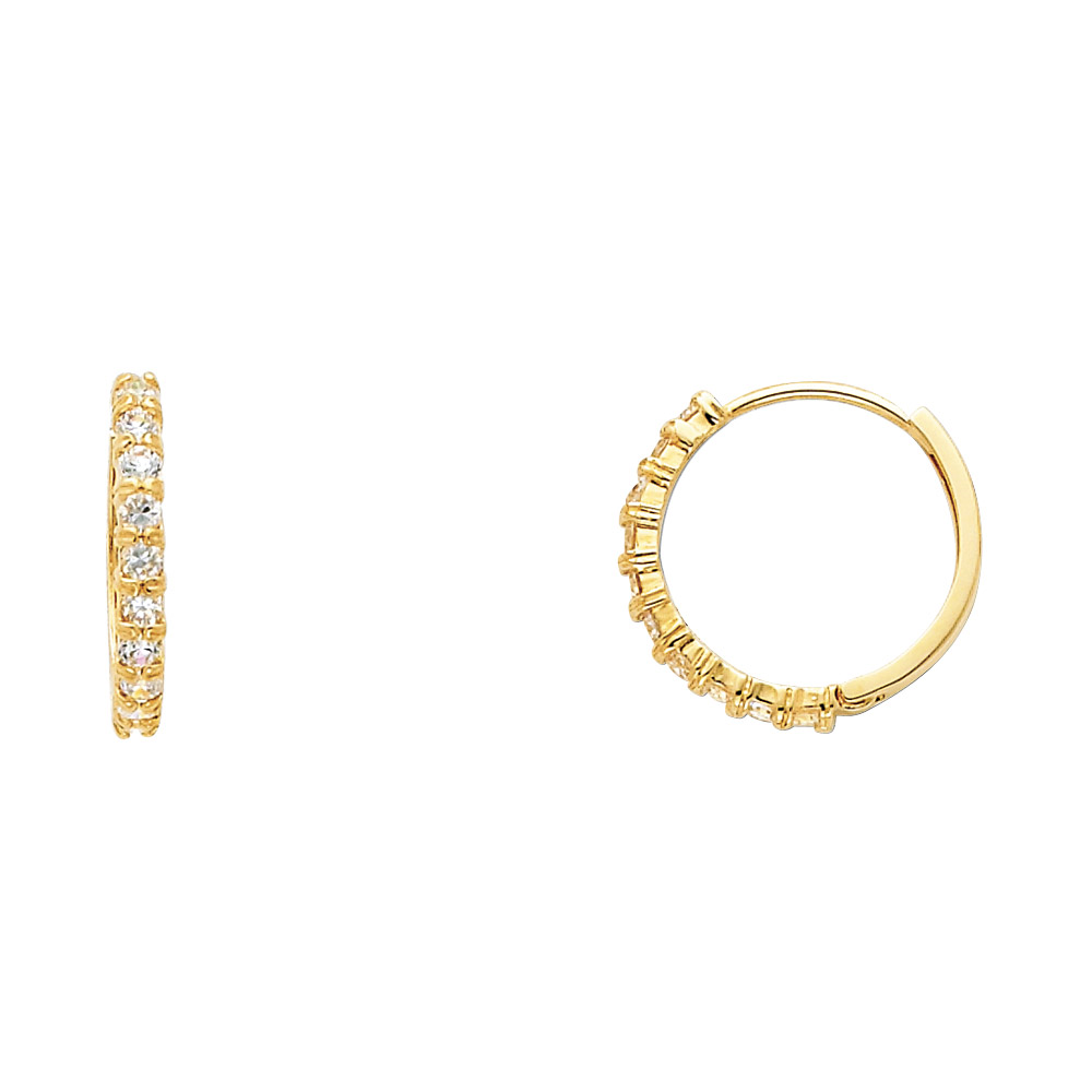 Lady's Yellow14KY CZ Huggies Earrings