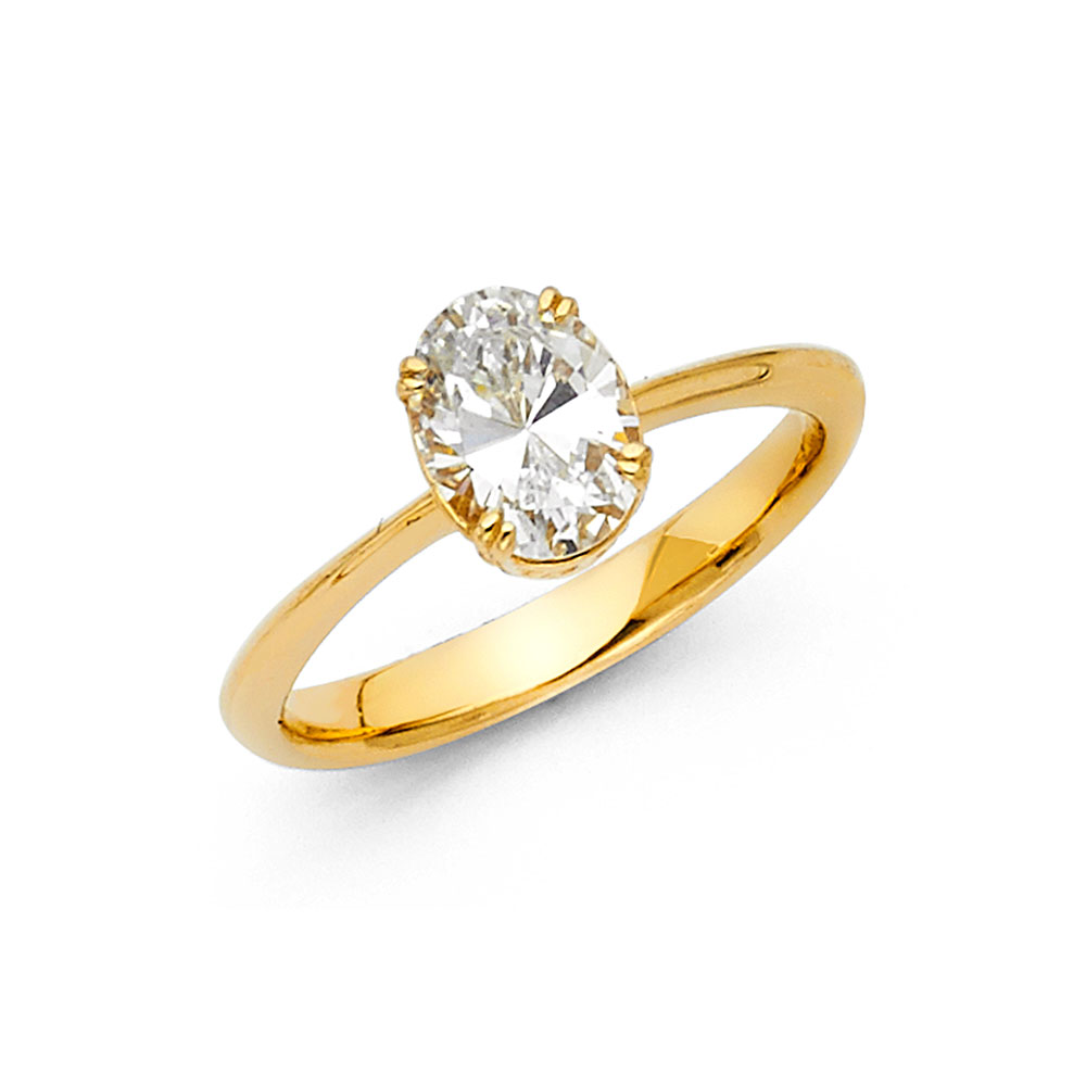 Lady's Yellow 14 Karat CZ Engagement Ring Length 1.5