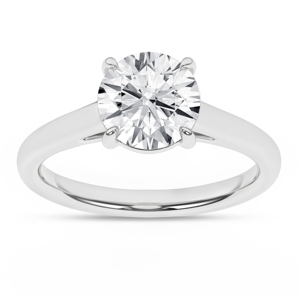 Lady's White 14 Karat Engagement Ring one 2.02ct Round F VS Lab Grown Diamond Finish: polished