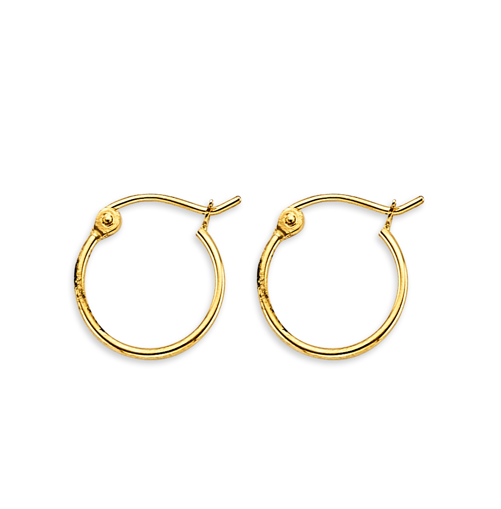 Lady's Yellow 14 Karat Tube Hoop Earrings Length 12
1mm