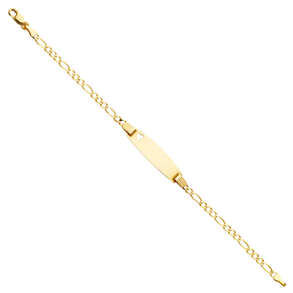 Yellow 14 Karat Id Bracelet Baby W/Heart Style: Figaro
Length: 6"
Ge