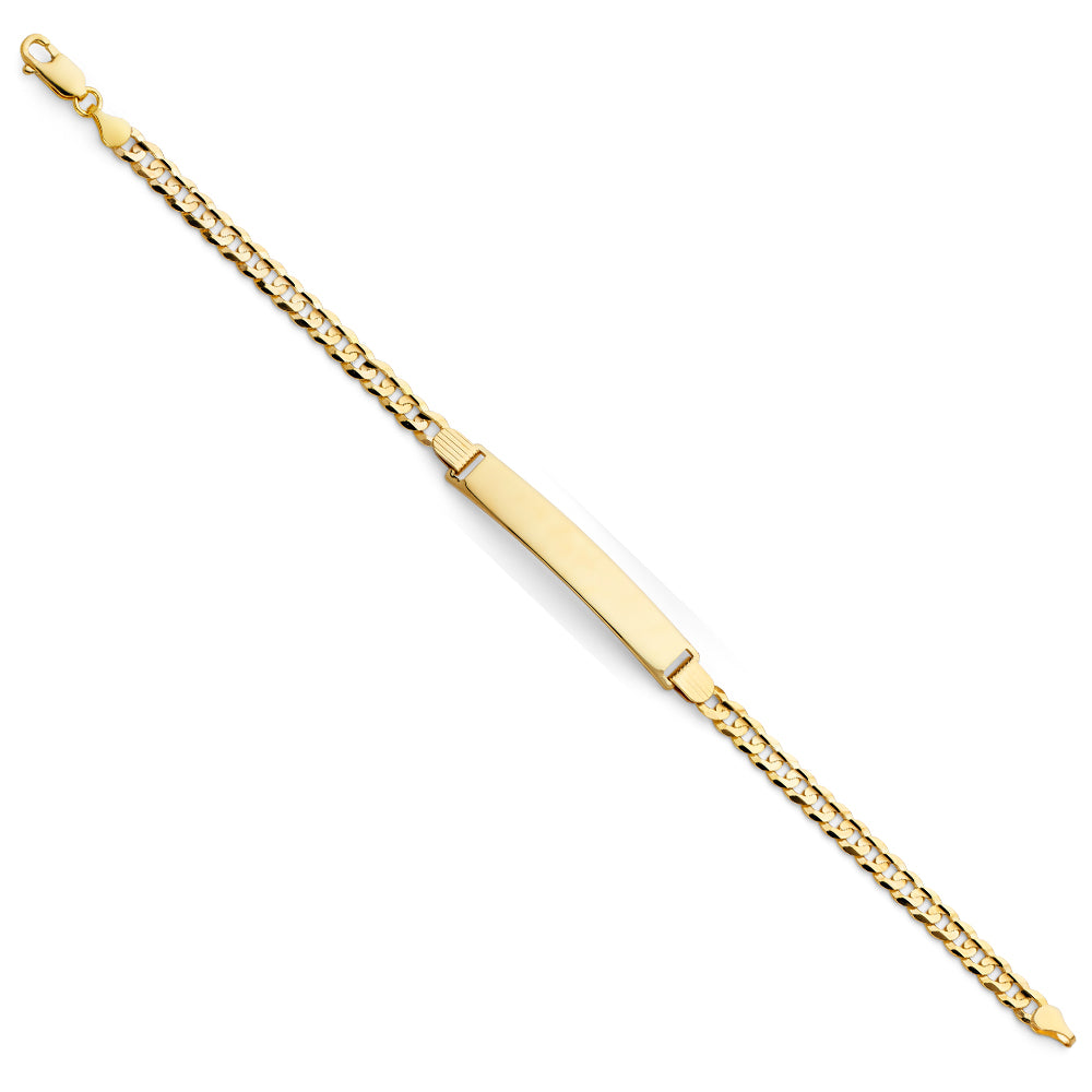 Yellow 14 Karat Diamond Cut ID Bracelet Style: Cuban
Length: 7.5"
Ge