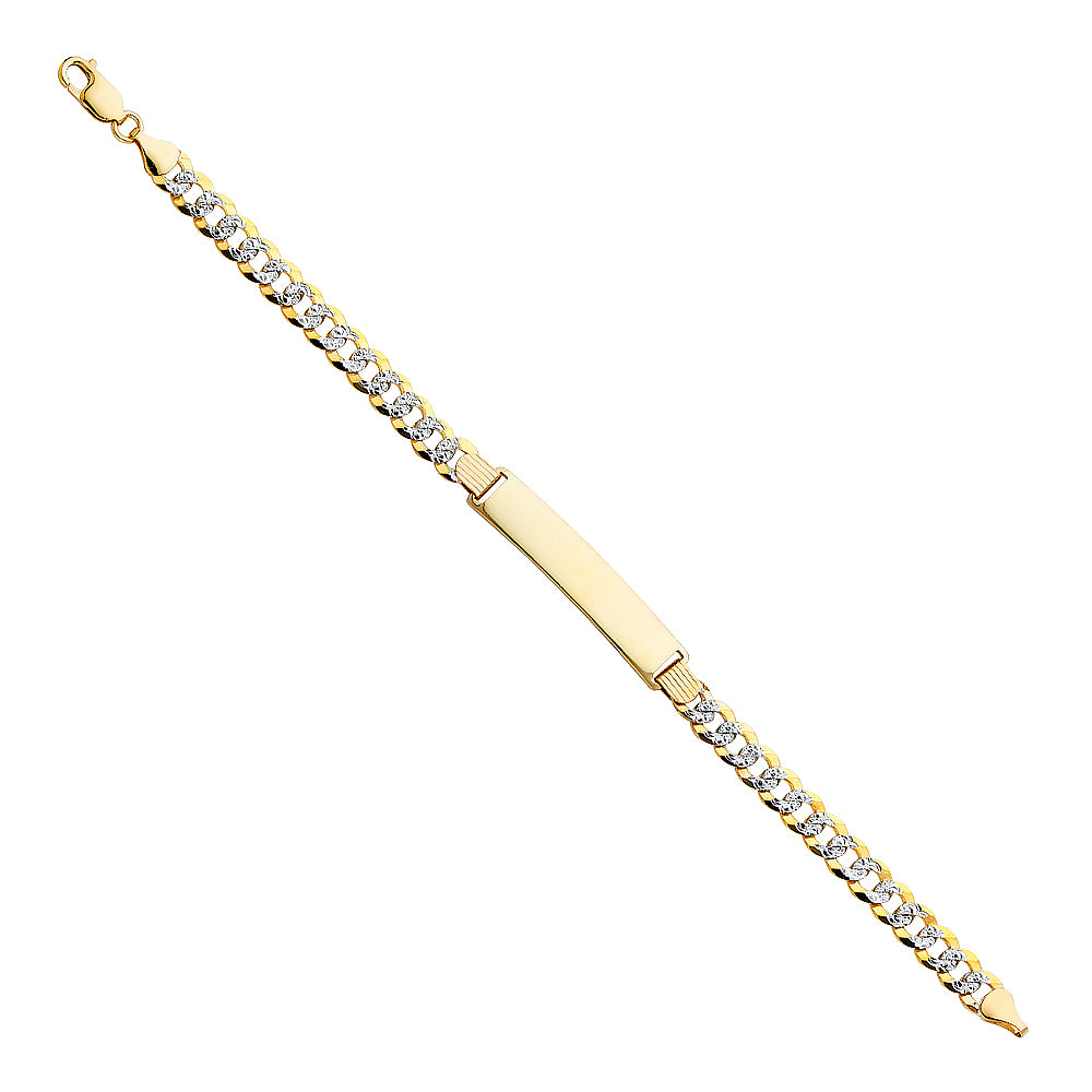 Gent's Yellow 14 Karat Id Bracelet  Style: Cuban pave
Length: 8.5"
G