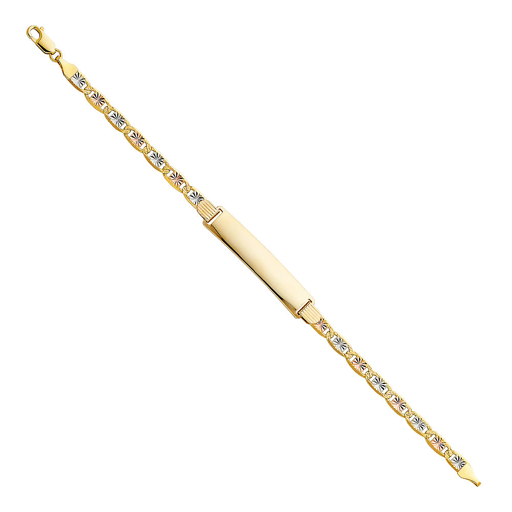 Three-Tone 14 Karat Diamond Cut ID Bracelet Style: Valentino
Length:
