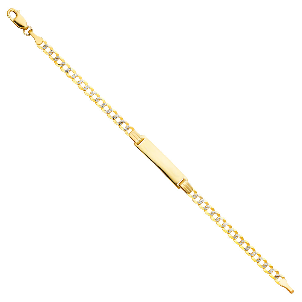 14 Karat Baby Bracelet Style: Cuban
Color: Yellow
Length: 6"