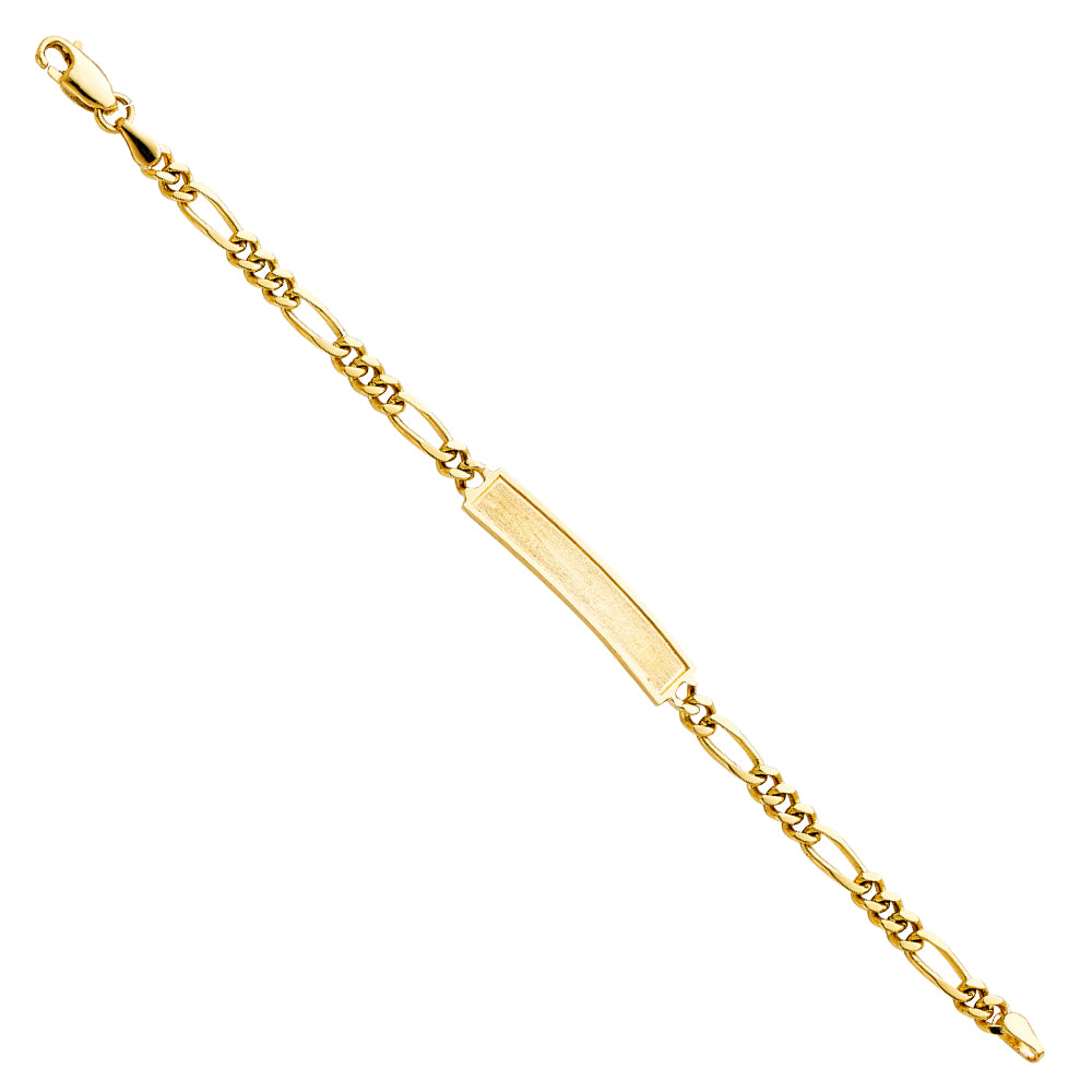 Yellow 14 Karat Figaro Frame Junior ID Bracelet Length 6"