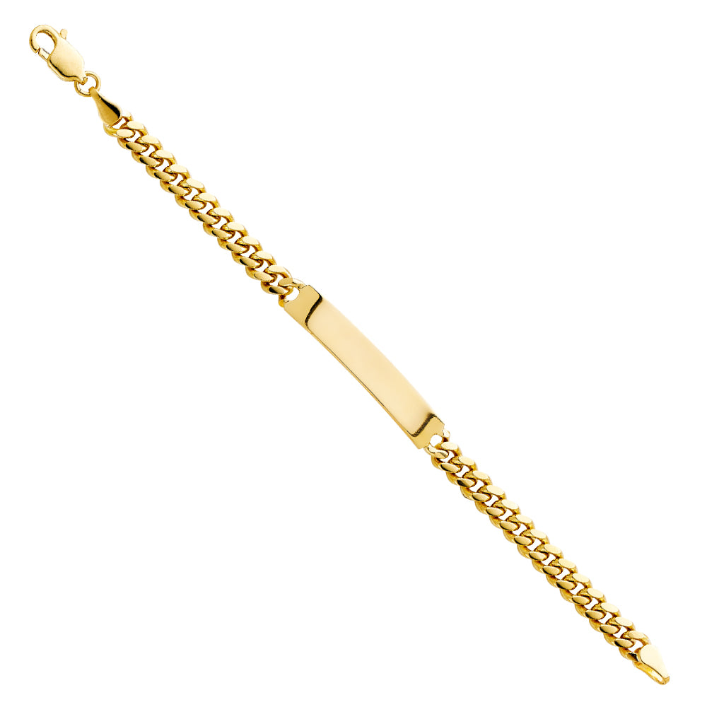 Yellow 14 Karat Cuban Plain Junior ID Bracelet Length 6"
