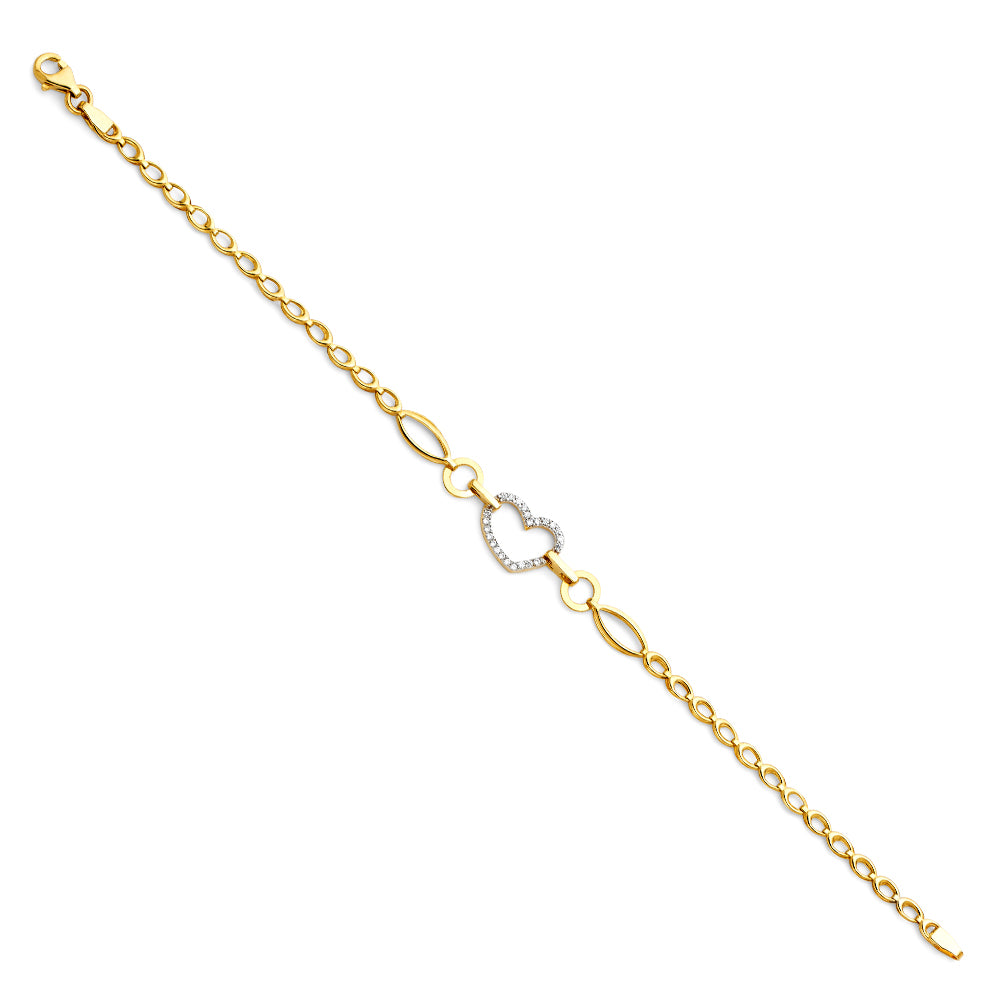 Lady's 14 Karat Heart Bracelet Style: Fashion
Color: Yellow
Length: