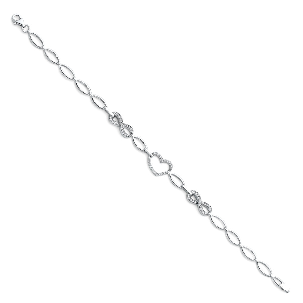 White 14 Karat infinity and heart Bracelet Length: 7.25"
Gender: ladi