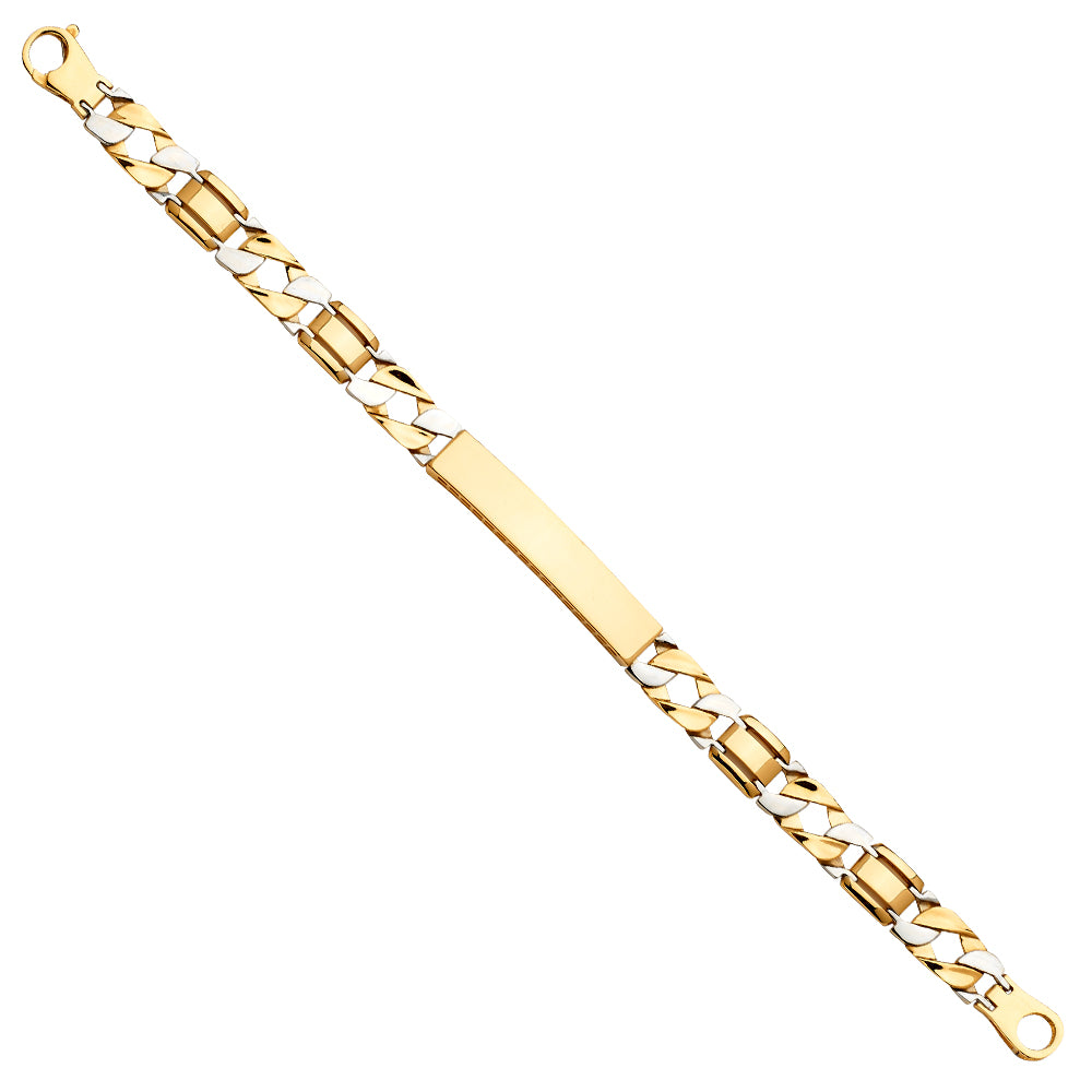 Two-Tone 14 Karat fancy ID Bracelet t Length: 8.25"
Gender: Gentlemen