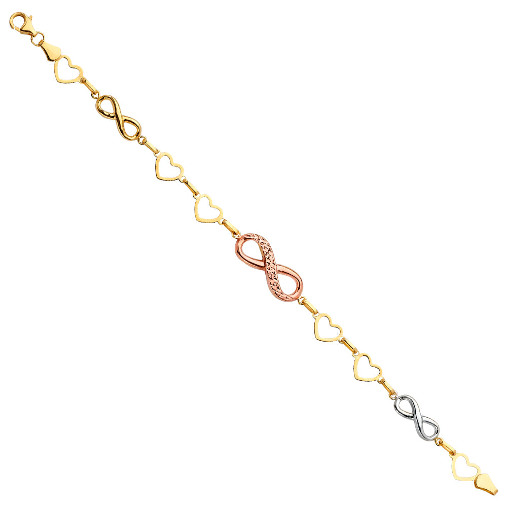 Lady's 14 Karat Bracelet Style: Fashion
Color: Three-tone
Length: 7.