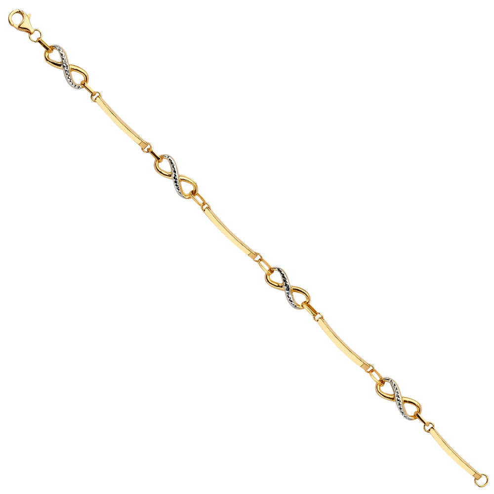 Lady's 14 Karat Satin Fancy Bracelet Style: Fashion
Color: Two-Tone
