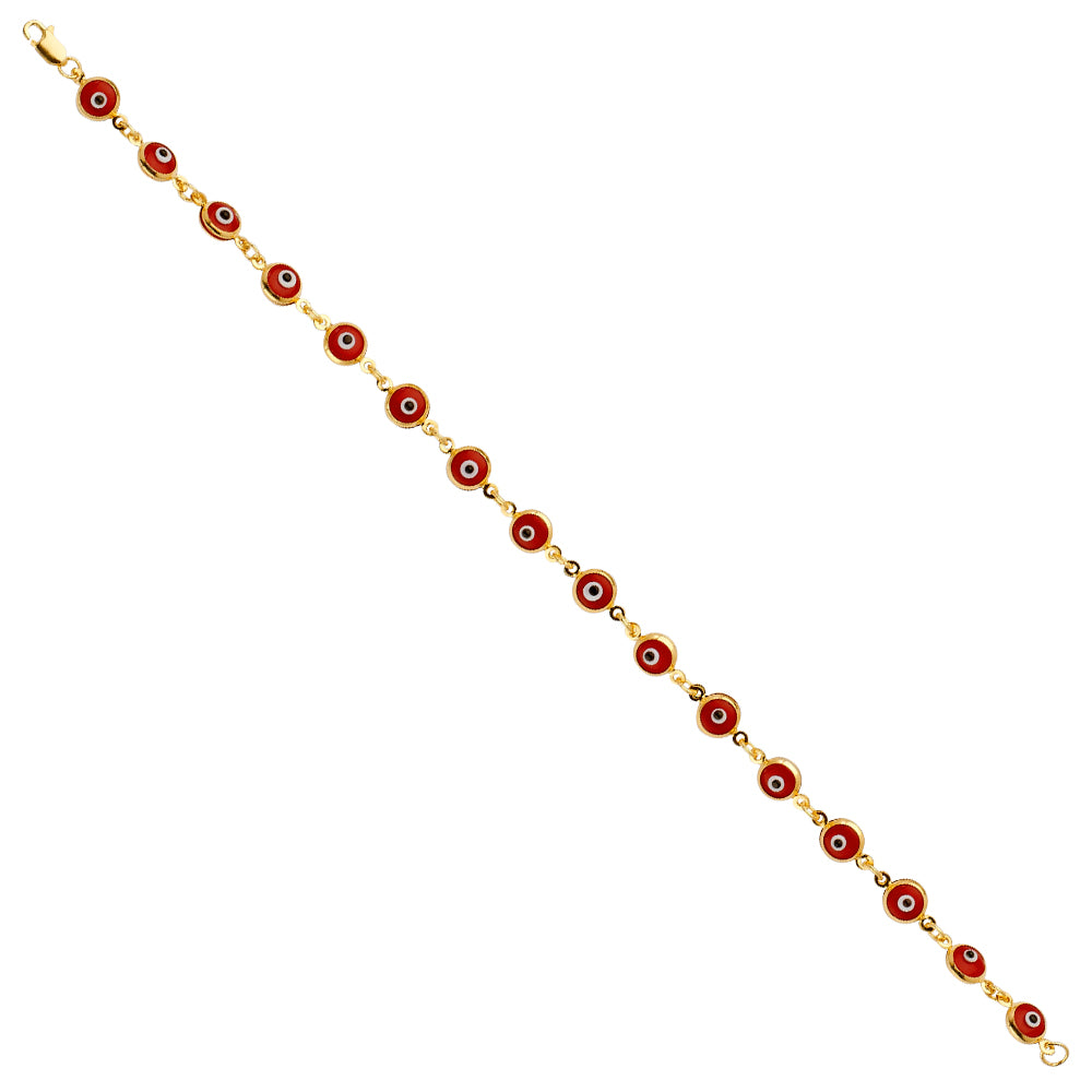 Yellow 14 Karat red evil eye Bracelet Length: 7"
Gender: ladies