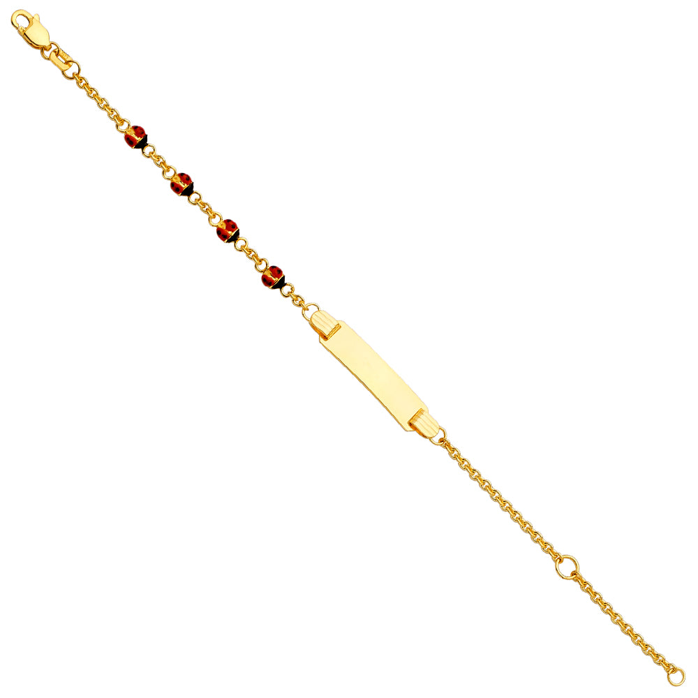 Yellow 14 Karat Id Bracelet w/lady bug Baby Bracelet Length: 6"
Gende