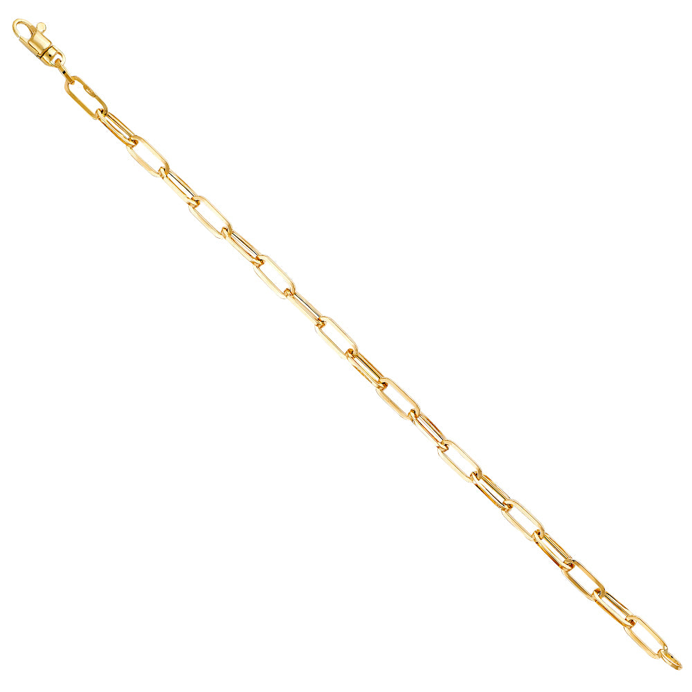 Yellow 14 Karat Hollow Paperclip  Bracelet Length: 7.25"
Gender: ladi