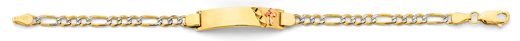 Baby Two-Tone ID With cross14 Karat Bracelet Style: Figaro-pave
Lengt