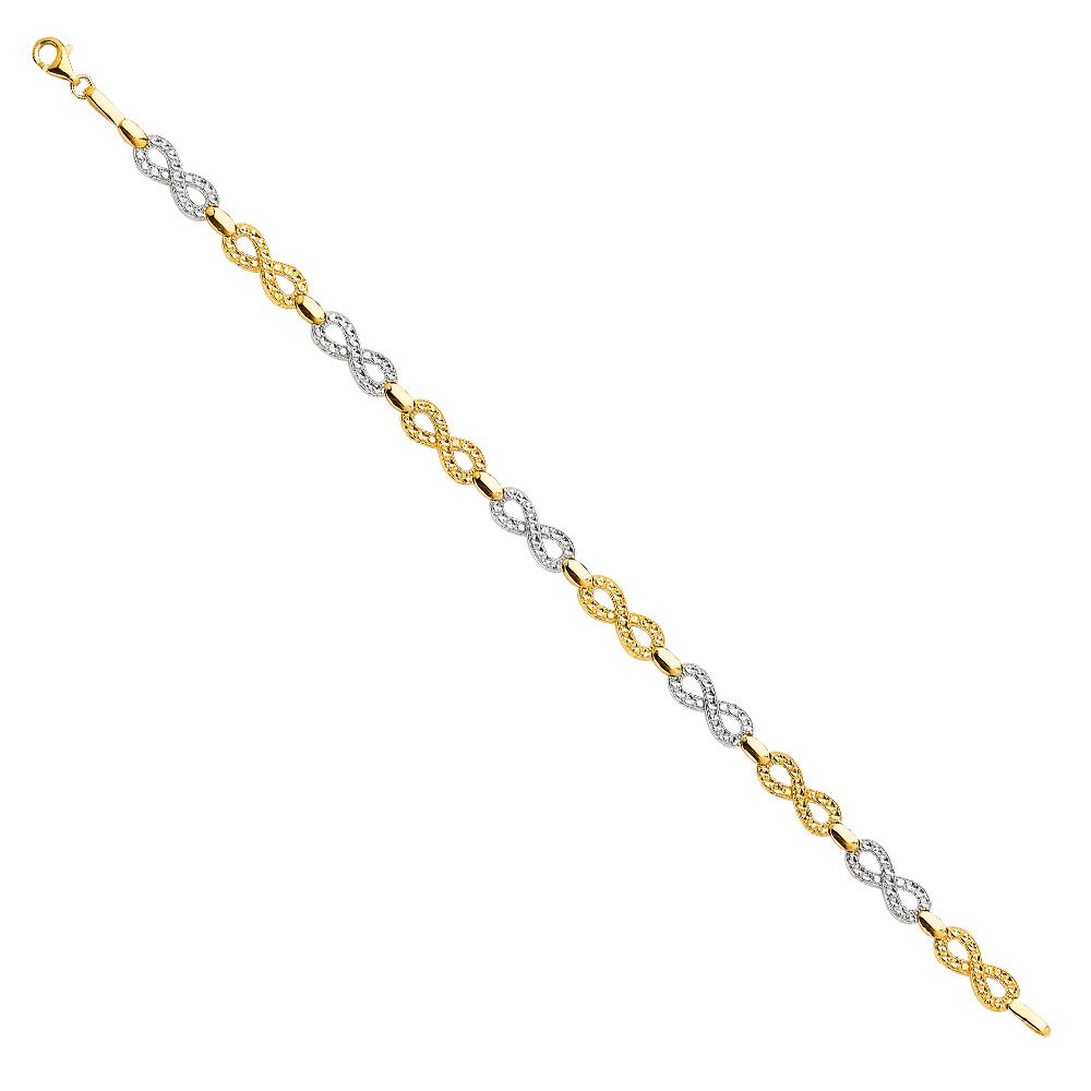 14k 2tone Infinity Cz Bracelet 7.5" *