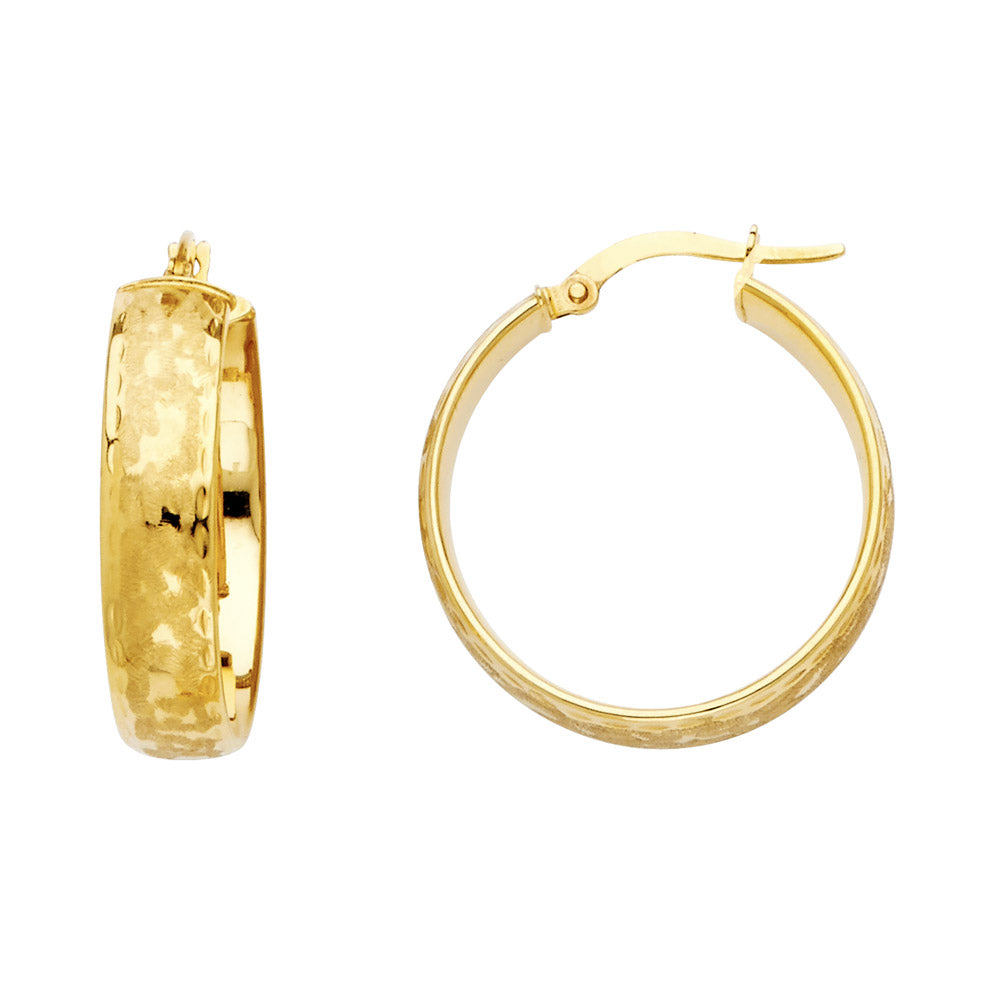 Lady's Yellow 14 Karat snow cut hollow Hoop Earrings 23mm