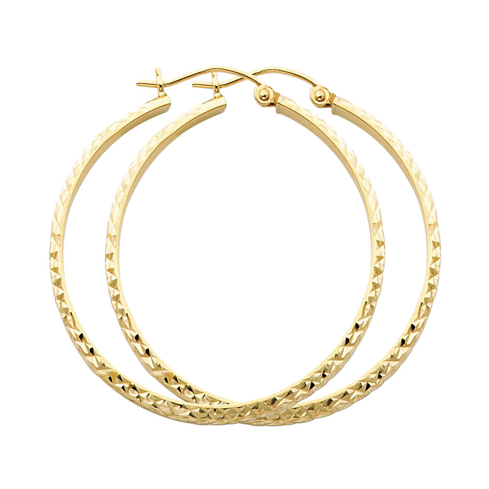 Lady's Yellow 14 Karat Diamond Cut Tube hoop 2.8mmx35mmEarrings