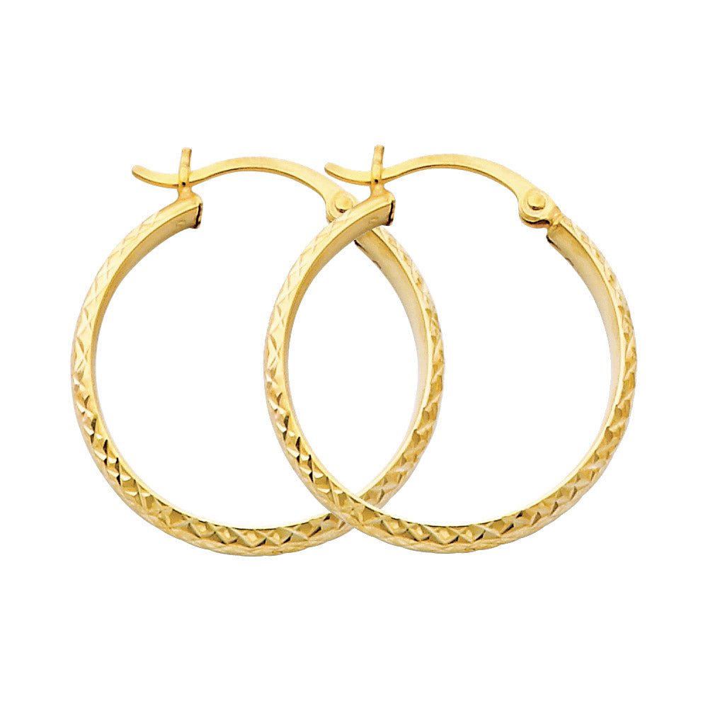 Lady's Yellow 14 Karat Small Hoop Earrings Length: 25