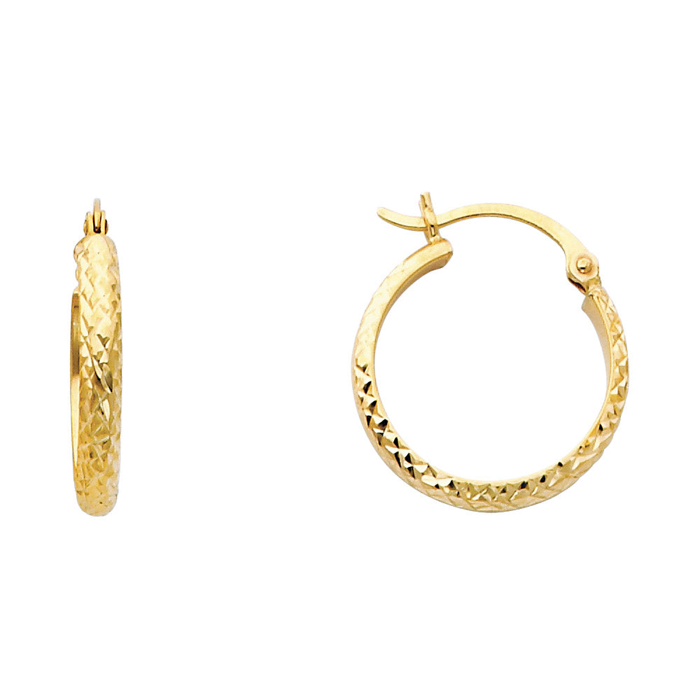 Lady's Yellow 14 Karat tube hoop Earrings Length: 20X2.8mm