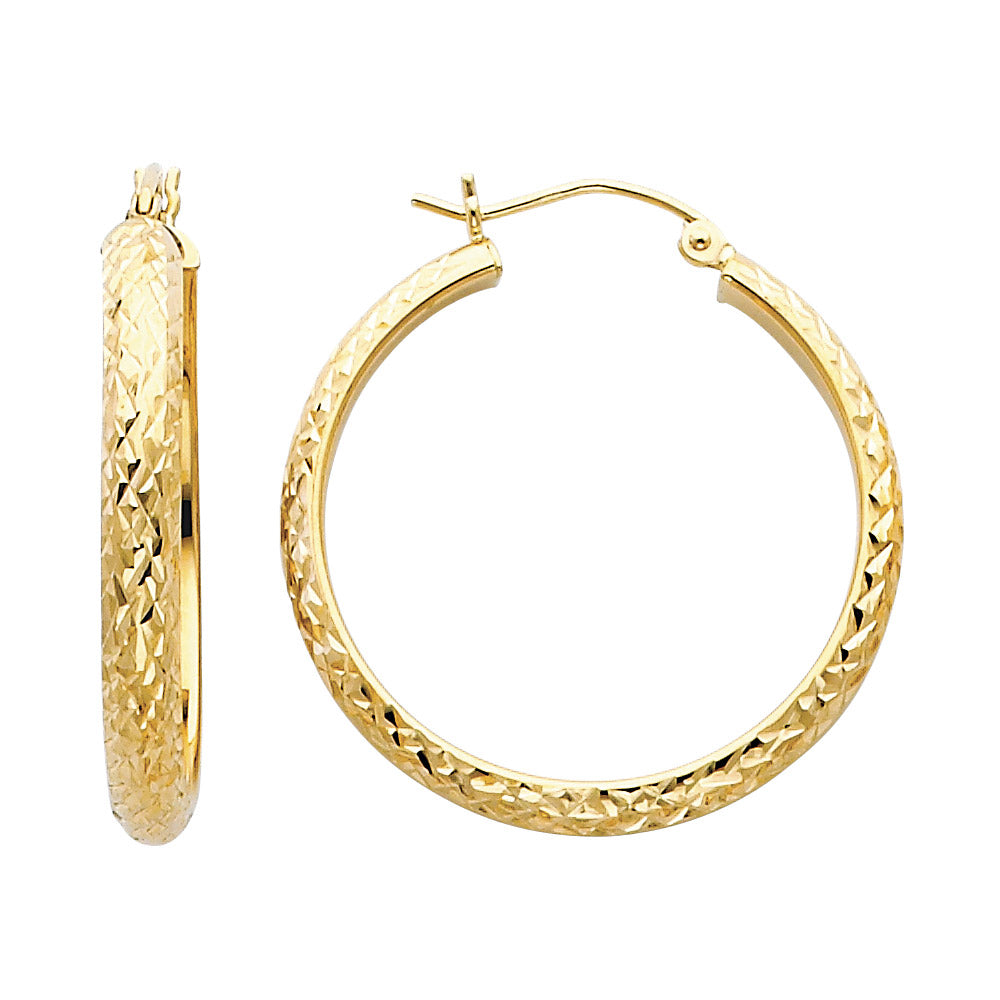 Lady's Yellow 14 Karat Hollow Medium Tube Hoop Earrings