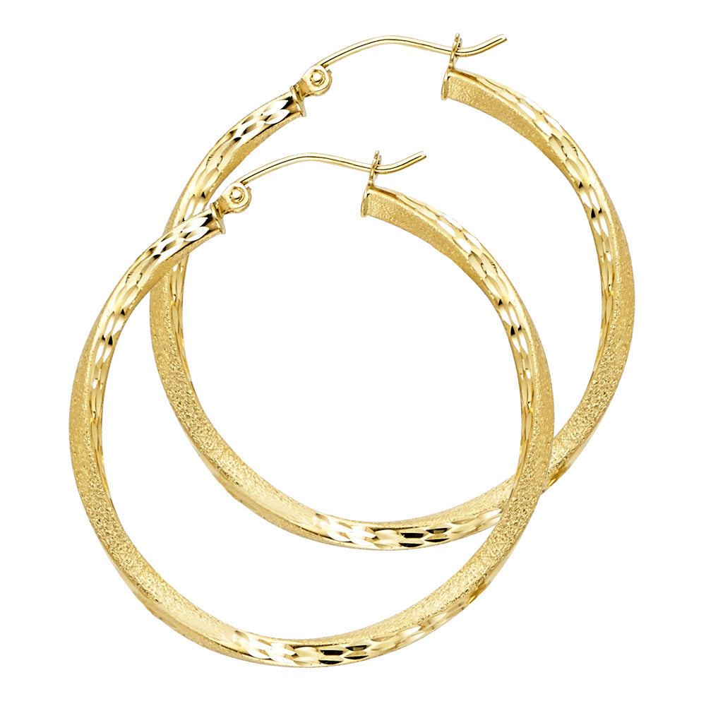 Lady's Yellow 14 Karat Nugget Swirl Hoop 2.6mmx35mm Earrings