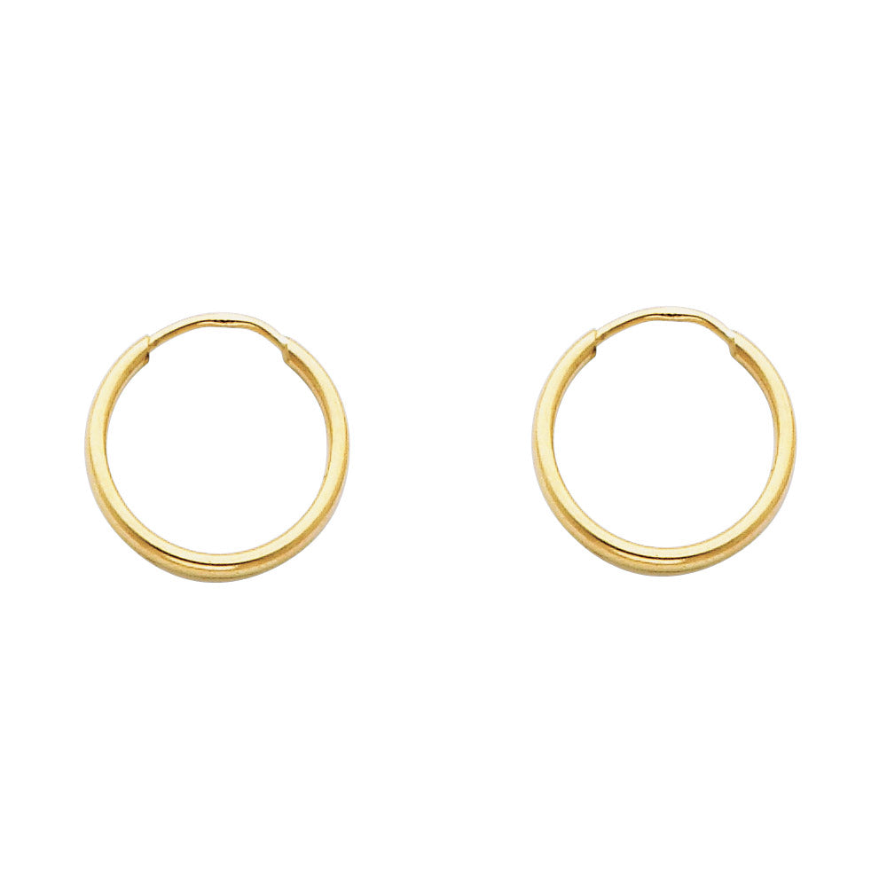 Lady's Yellow 14 Karat Hollow Huggie Earrings Length: 13mmx1.5mm
