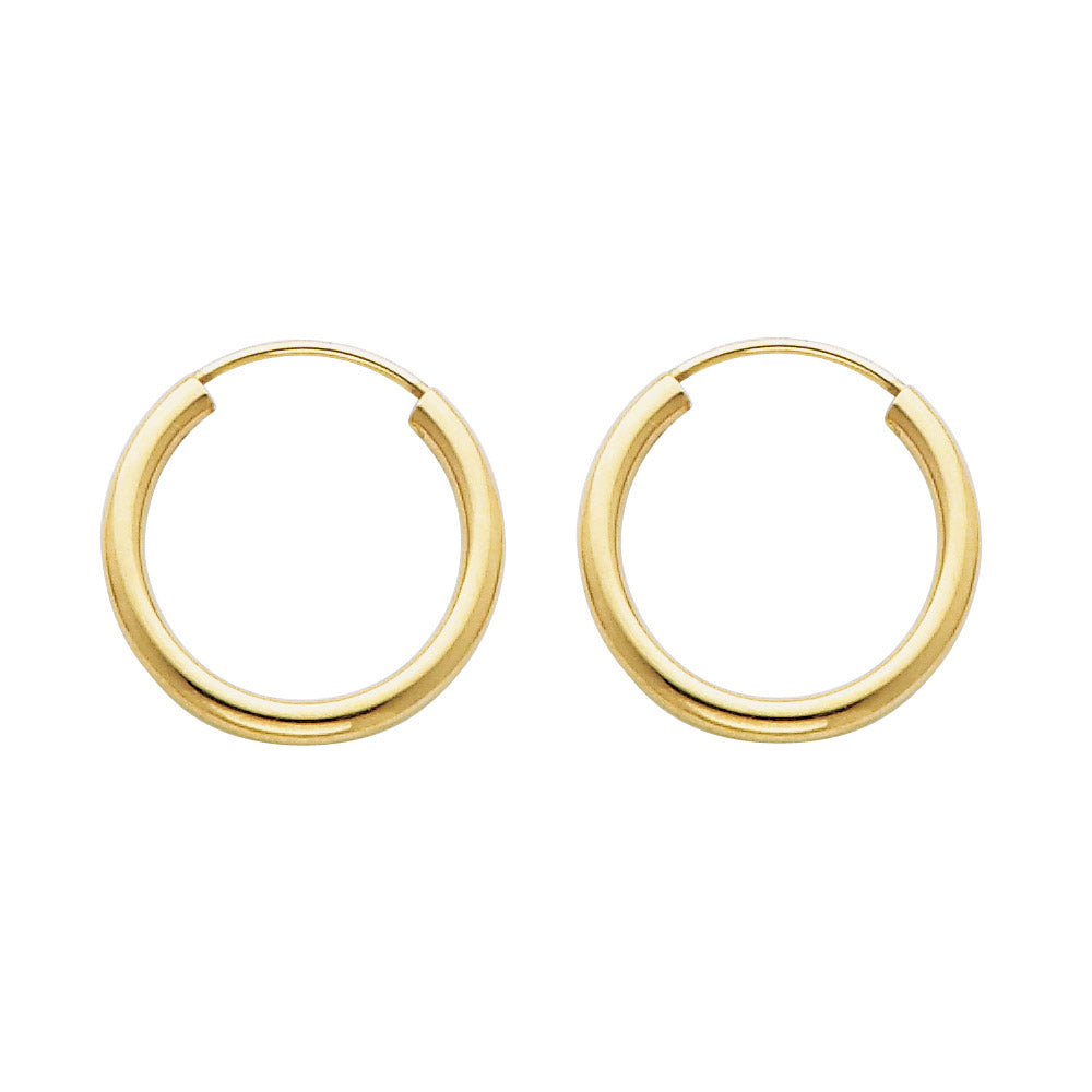Lady's Yellow 14 Karat Hollow tube hoop Earrings Length: 17X2mm