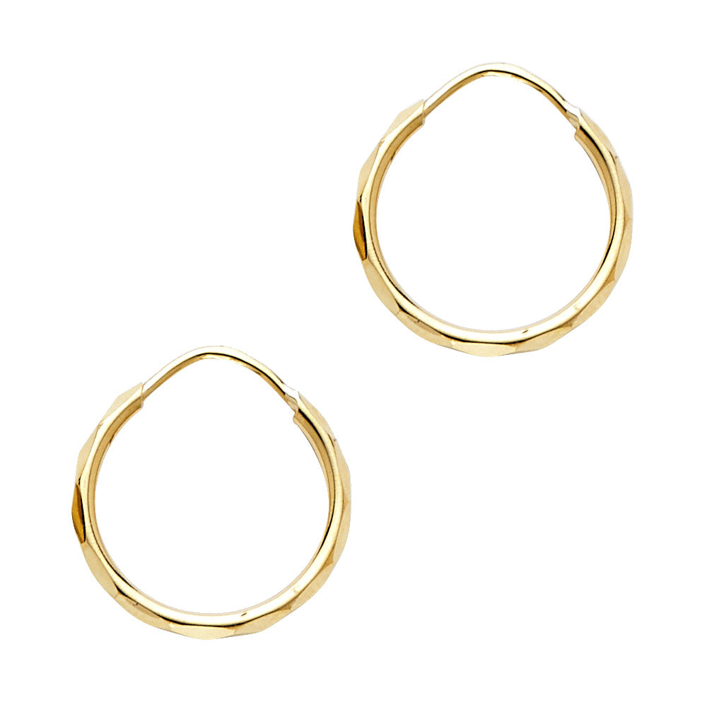 Lady's Yellow 14 Karat Diamond Cut Tube 1.5mmx14mm hoops  Earrings