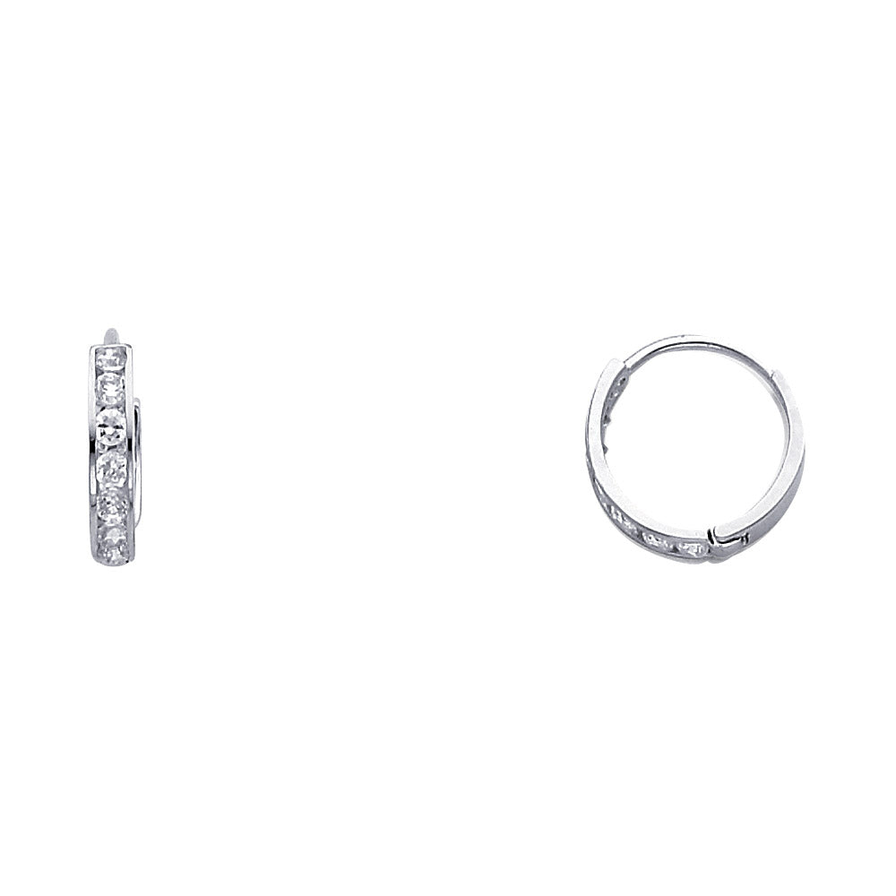 Lady's White 14 Karat Cz Huggies Earrings