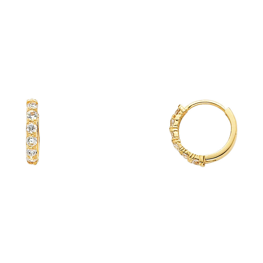 Lady's Yellow 14 Karat Huggie cz Earrings