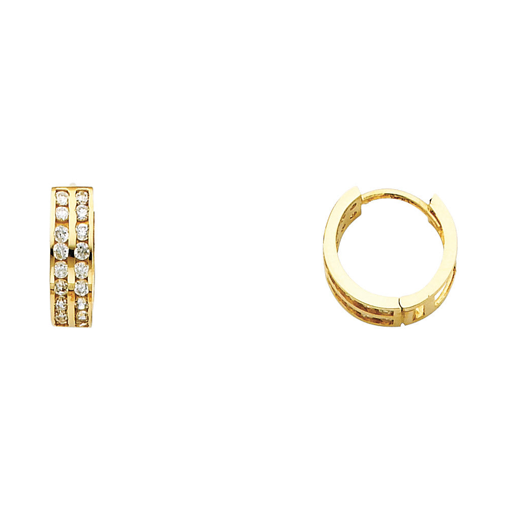 Lady's Yellow 14 Karat Huggies cz Earrings Length: 12.5