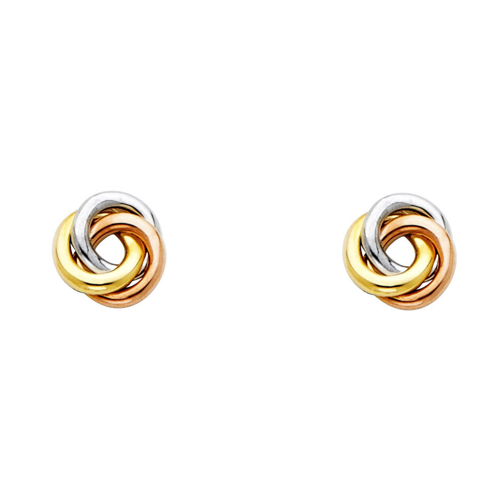 Lady's Three-Tone Circle 14 Karat Stud Earrings