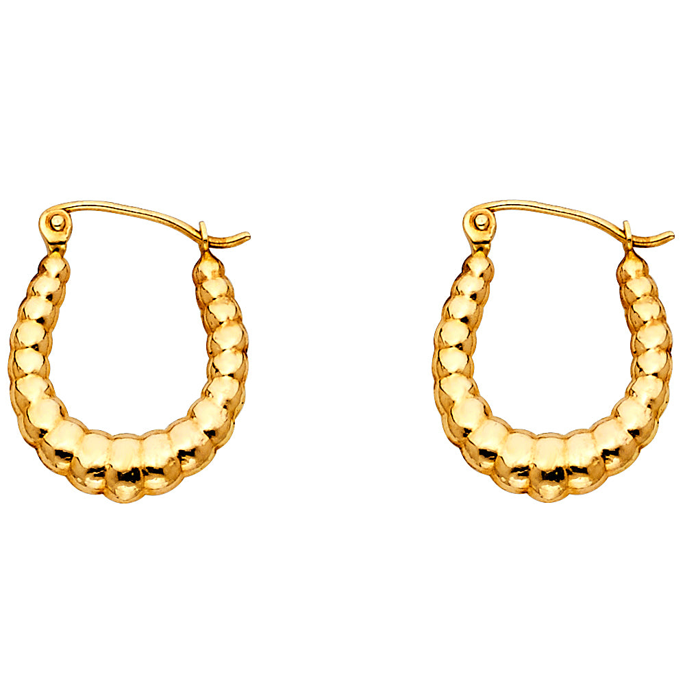 Lady's Yellow 14 Karat Fancy Hollow Small Hoop Earrings