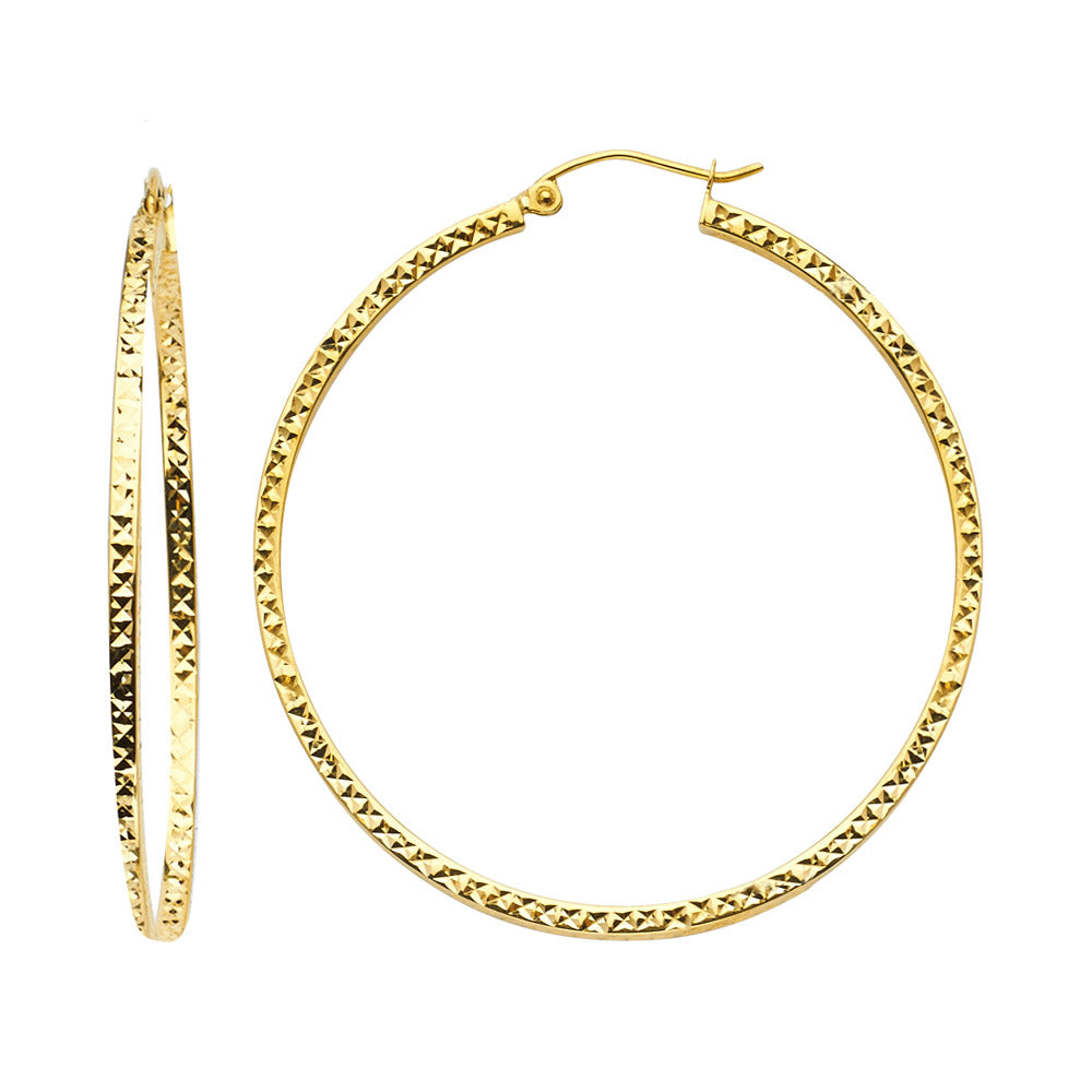 Lady's Yellow 14 Karat Hollow Large Hoop Earrings