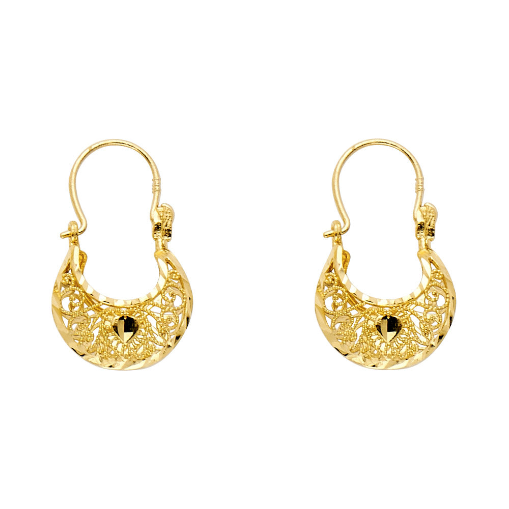 Lady's Yellow 14 Karat Diamond Cut Basket Earrings Length: 22
