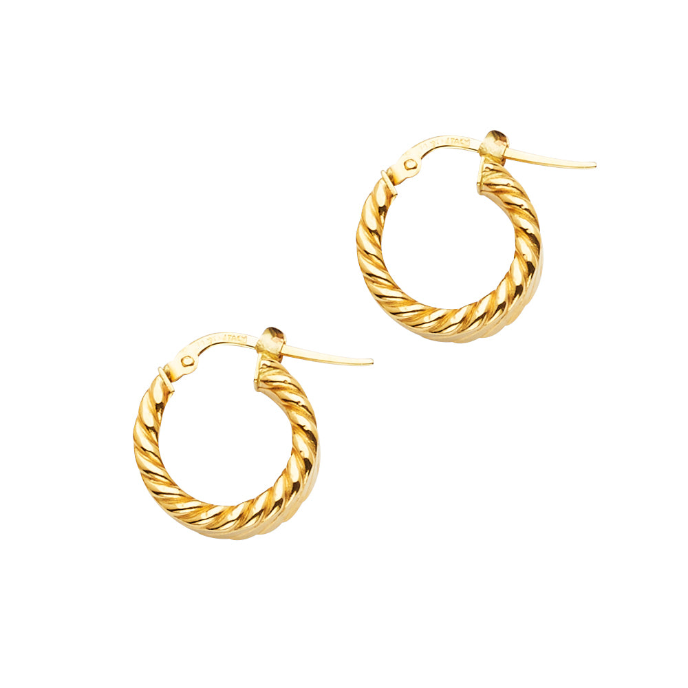 Lady's Yellow 14 Karat Braided Hoop15X15mm Earrings