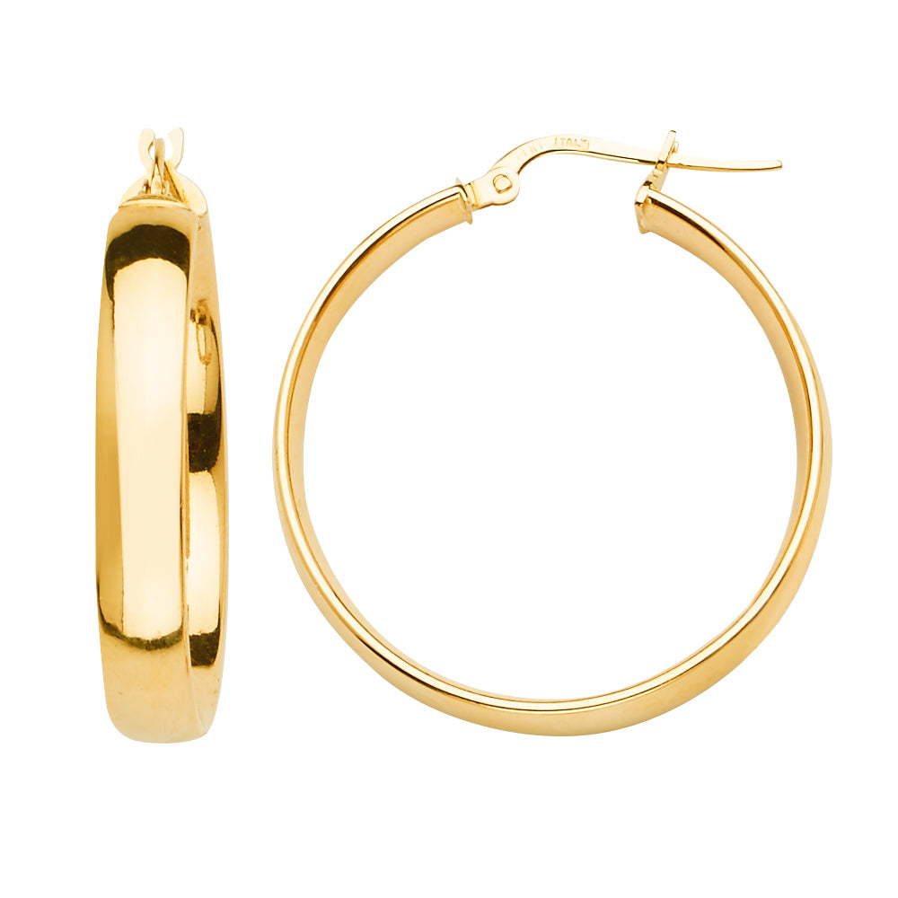Yellow 14 Karat Basic Hoop Earrings Style: Hollow
27x27mm