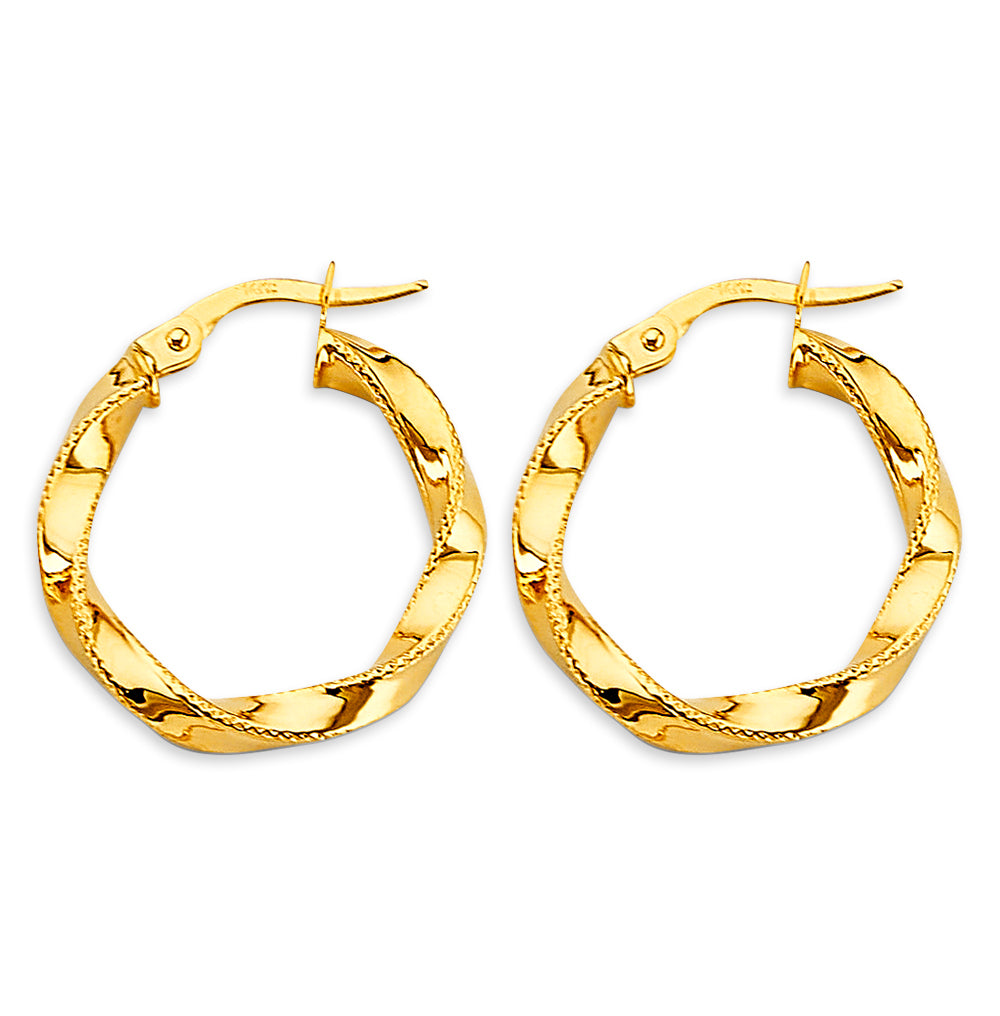 Lady's Yellow 14 Karat Twisted Earrings Style: Hollow
Finish: Polishe