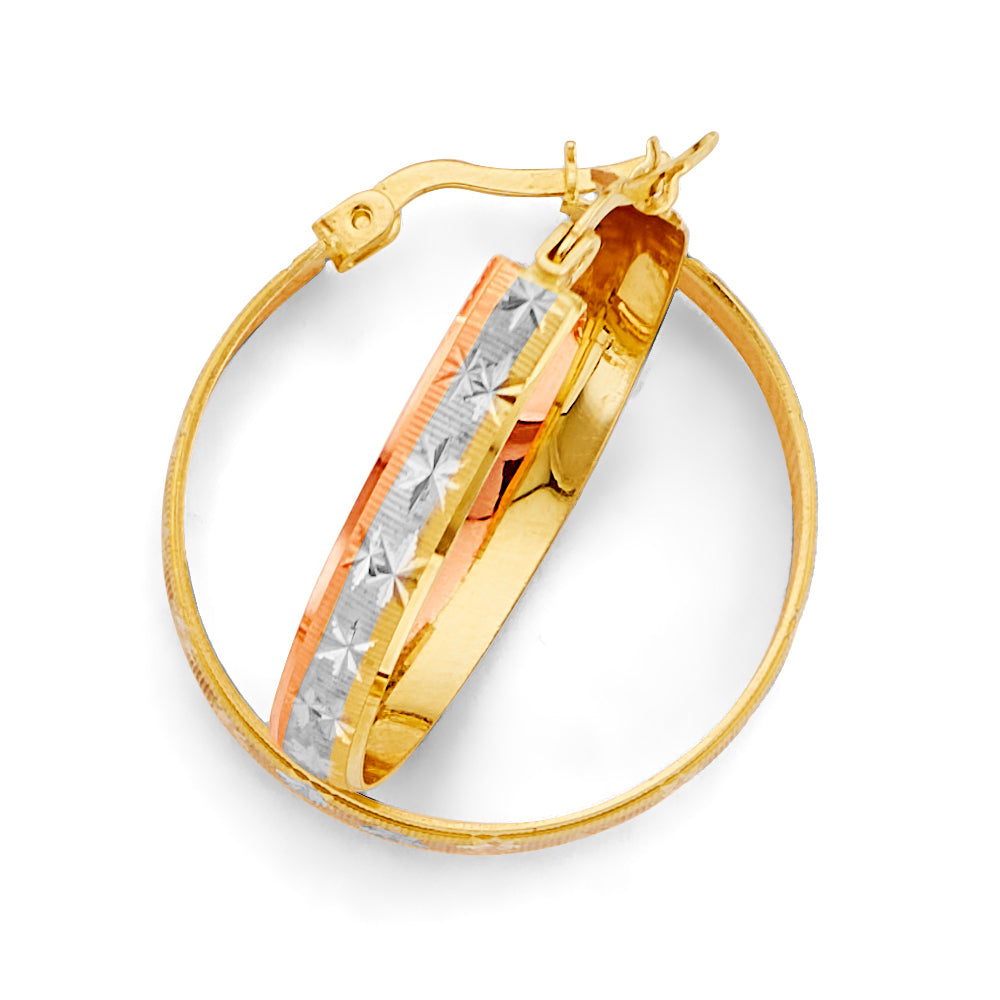 Lady's Three-Tone 14 Karat Earrings Finish: Diamond Cut
Length: 27.69
