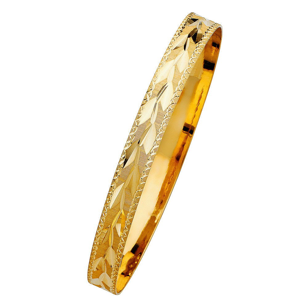Lady's Yellow 14 Karat Diamond Cut Bangle Mm 5.75