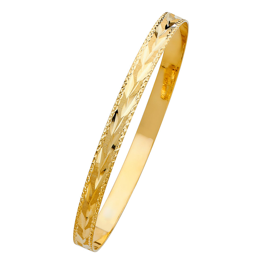 Yellow 14 Karat solid Diamond Cut Bangle Length: 8"
Gender: ladies