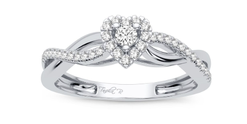 Lady's White 14 Karat promise Ring 0.20tw Round Diamonds Finish: polis