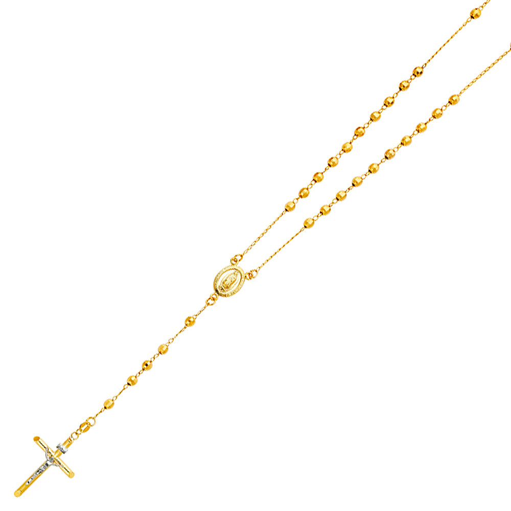Yellow 14 Karat Diamond Cut disco ball rosary 4mm Length: 26"